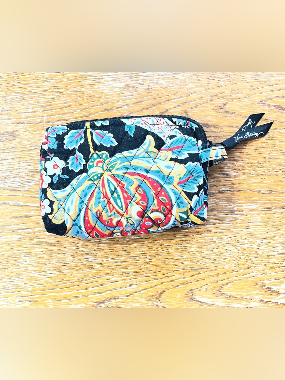 Vera Bradley quilted cotton small cosmetic bag retired "Versailles"